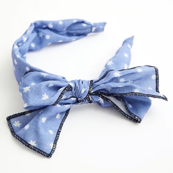 🆕 Chambray ⭐️ Stars Bow Headband NWT Blue - Picture 2 of 2